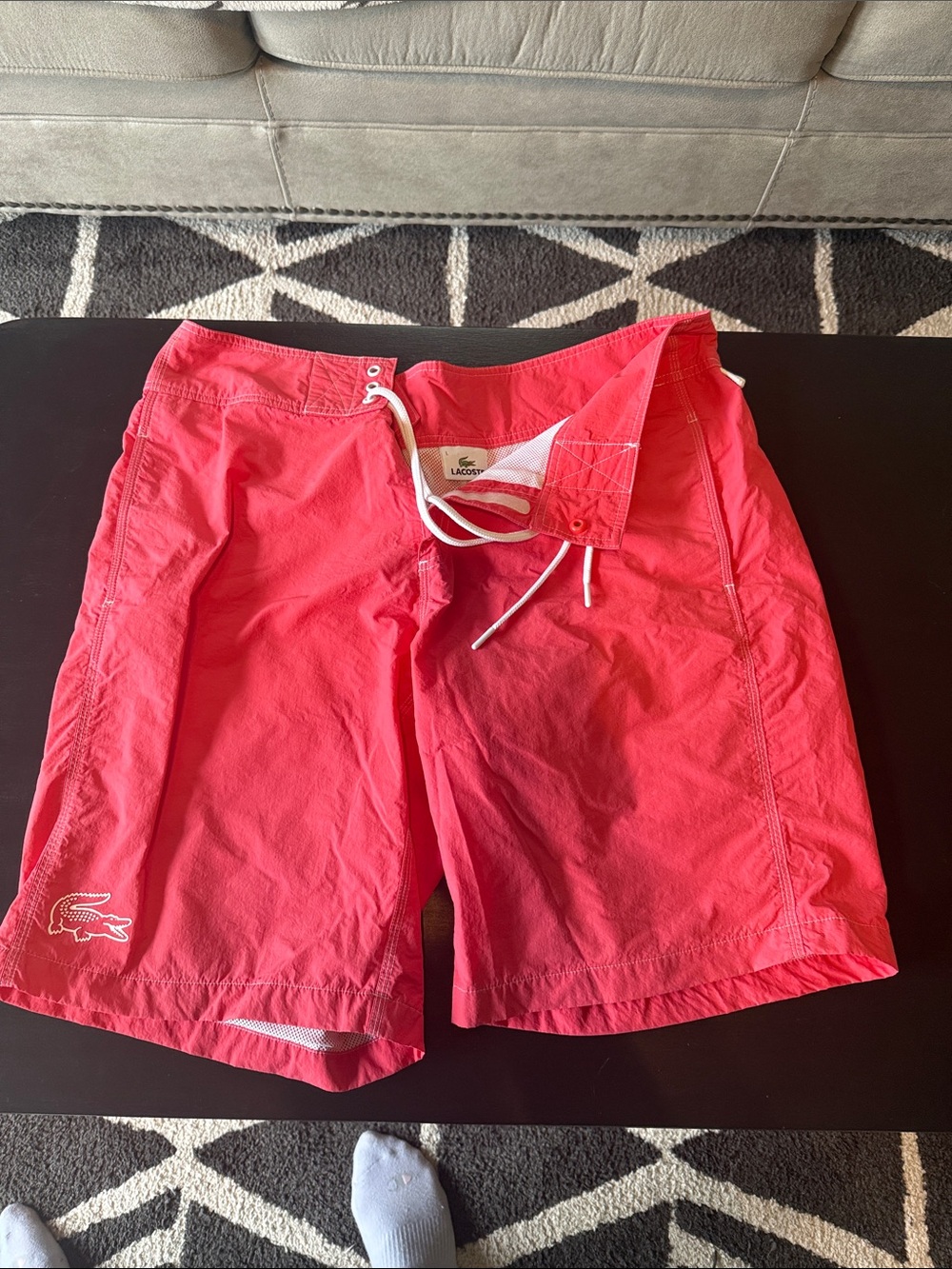 Lacoste Men's Coral-Red Hybrid Swim Shorts